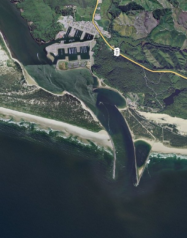 The entrance to Winchester Bay today